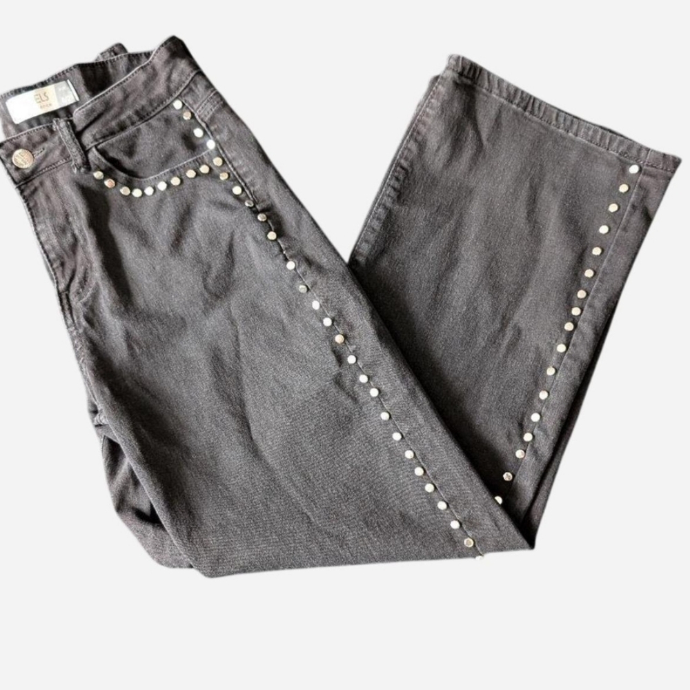 Black Studded Jeans Size 8 29x27 Straight Leg Western Rockstar 90s Statement image 3